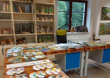 bezbariérová Lesní dílna Stožec, pohled do učebny s pomůckami