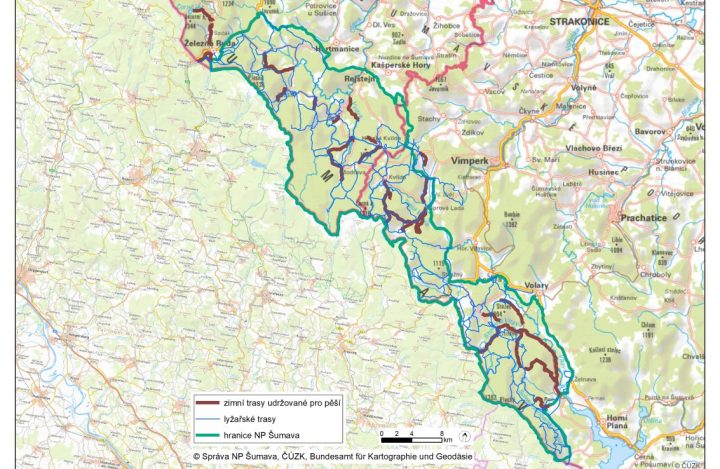 Mapka pěších zimních tras