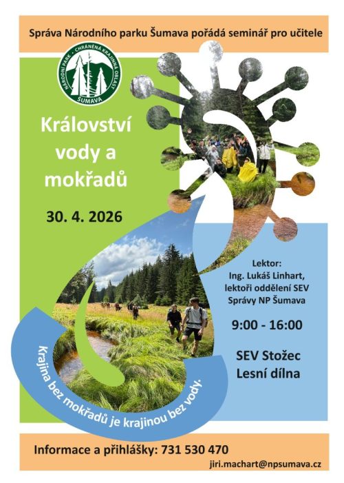 Plakátek - pozvánka na seminář Království vody a mokřadů 30_04_2026